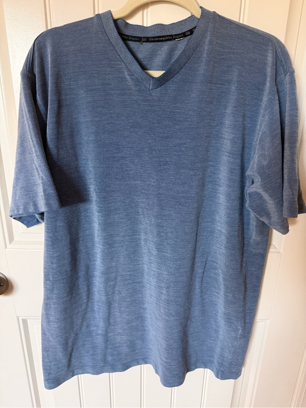 Men's V-Neck Short Sleeve Sweater Tee - Blue